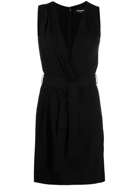 DSQUARED2 belted silk-crepe dress Black S75CV0400S52626