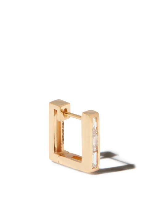 Lizzie Mandler Fine Jewelry 18kt yellow gold diamond square earring Gold E505WDY
