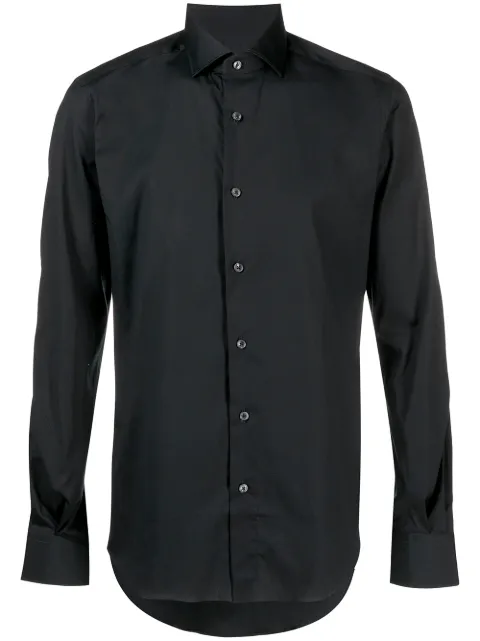 Xacus pointed collar slim-fit shirt Black 658ML16113