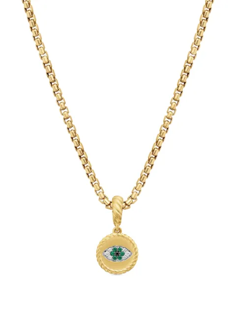 David Yurman 18kt yellow gold Evil Eye emerald and diamond amulet pendant (18.8mm) Gold D13400D88AEMBDDI