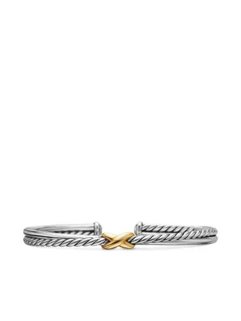 David Yurman 18kt yellow gold and sterling silver Petite X Center Station bracelet (5.2mm) Silver B16890S8
