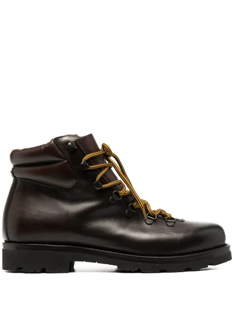 Scarosso padded-ankle lace-up boots Brown EDMUNDBOOTBROCALF