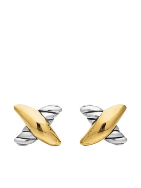 David Yurman 18kt yellow gold and sterling silver Petite X stud earrings (7.5mm) Gold E11586S8