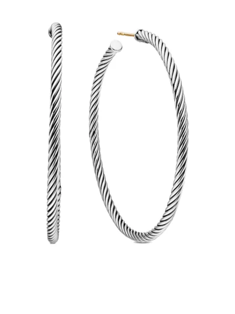 David Yurman sterling silver Sculpted Cable hoop earrings Silver E16992SS