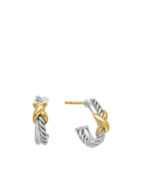 David Yurman 18kt yellow gold and sterling silver petite X hoop earrings Gold E16920S8