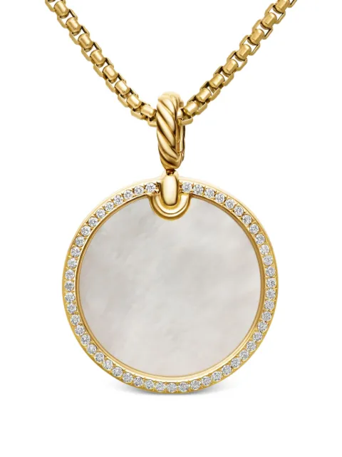 David Yurman 18kt yellow gold DY Elements Disc diamond rim pendant (24mm) Gold D16996D88DMPDI