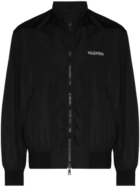 Valentino Garavani logo-print zip-up bomber jacket Black VCIF115AT
