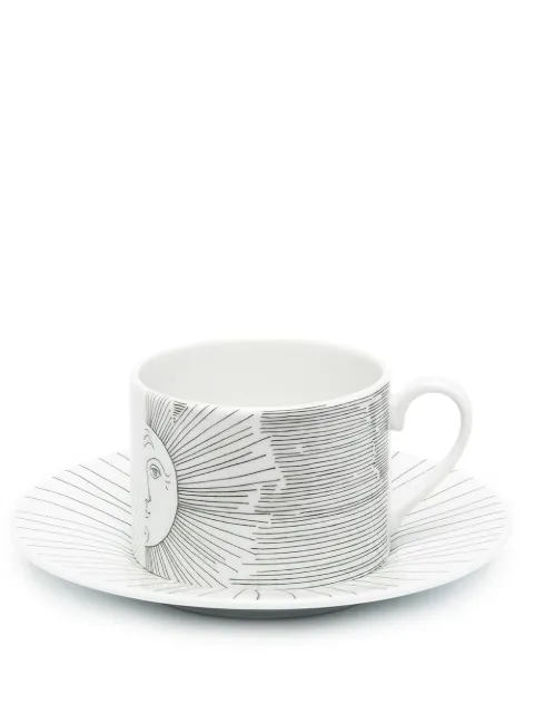 Fornasetti Solitario cup and plate set White P39X900