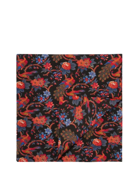 La DoubleJ Pavone-print linen tablecloth Black TBC0001LIN001PAV0001