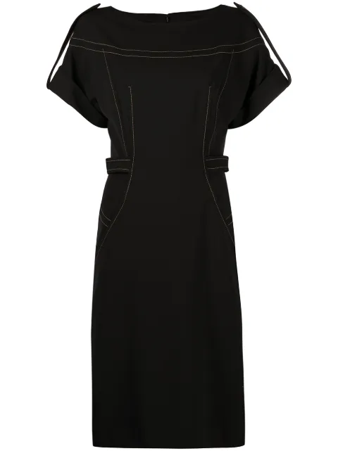 Alberta Ferretti boat neck wool dress Black A04076627