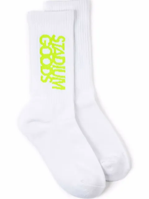 STADIUM GOODS® logo "Glow In The Dark" crew socks White SGS0235
