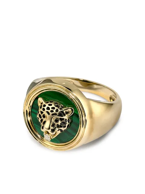 Yvonne Léon 9kt yellow gold Leopard signet ring Gold CHEVALIERELEOPARDPLAQUE