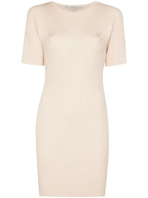 Stella McCartney ribbed knitted mini dress Neutrals 602962S2245