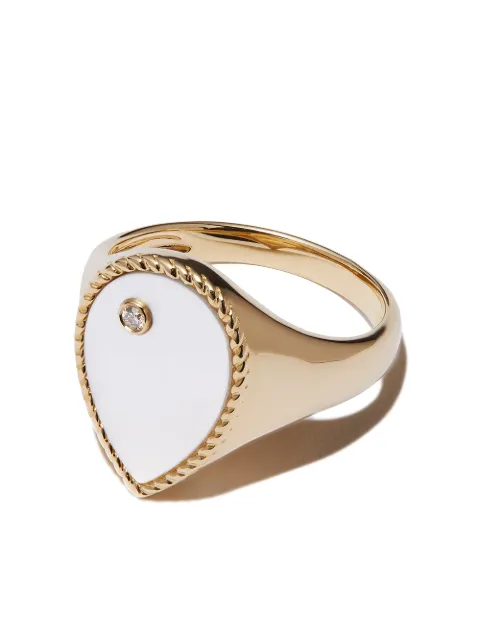 Yvonne Léon 9kt yellow gold pearl and diamond signet ring Gold CHEVAPOIRNACROJ