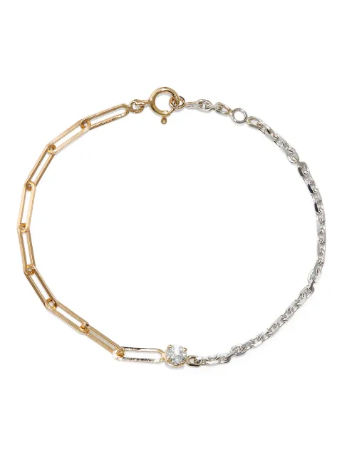 Yvonne Léon 18kt yellow and white gold solitaire diamond mix chain bracelet Gold BRACSOLITAIRGMDIABICOBOJ