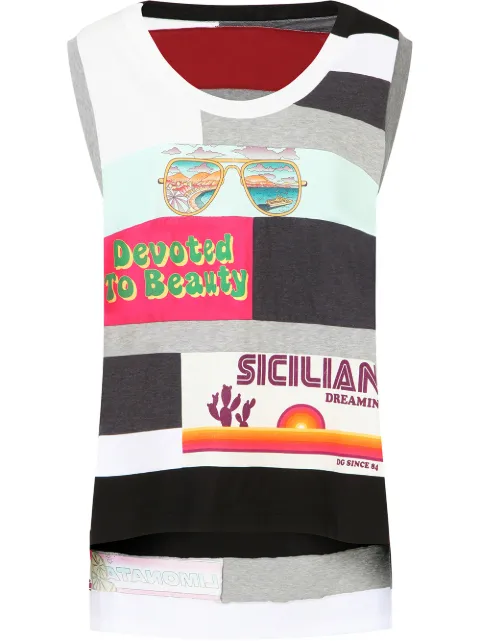 Dolce & Gabbana mix-print tank top Neutrals F8N30TG7YOY