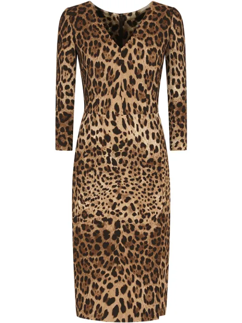 Dolce & Gabbana leopard-print midi dress Brown F6I6QTFSRKI