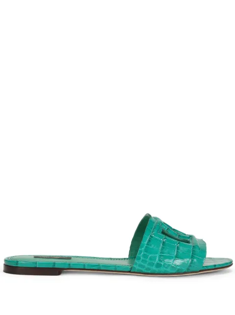 Dolce & Gabbana DG Millennials leather sandals Green CQ0436A2W90