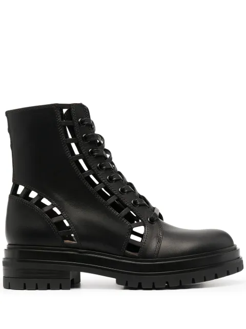 Gianvito Rossi cut-out lace-up boots Black G7336820GOMCLN