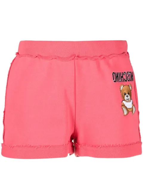 Moschino logo-embroidered jersey shorts Pink A03190427