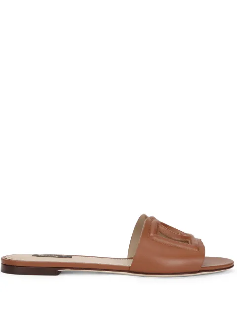 Dolce & Gabbana DG Millennials leather slides Brown CQ0436AO049