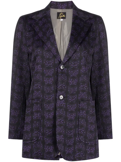 Needles butterfly-pattern single-breasted blazer Purple HM240