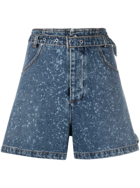 MSGM paint-splatter print denim shorts Blue 2941MDB44L207728