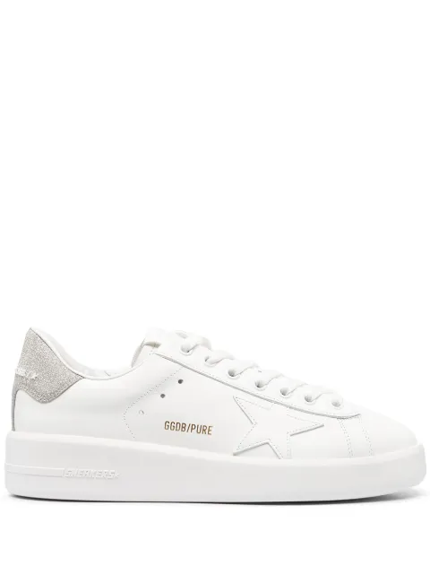Golden Goose Purestar trainerss with glittery silver heel tab White GWF00197F000538