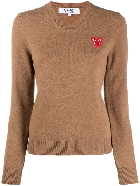 Comme Des Garçons Play embroidered logo jumper Brown P1N073