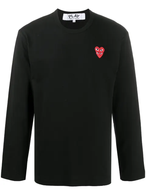 Comme Des Garçons Play embroidered Two Heart T-shirt Black P1T292