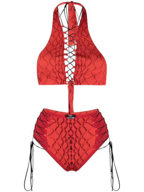 Noire Swimwear Addicted snakeskin print bikini Red NSW176