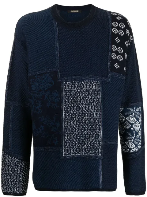 Roberto Cavalli patchwork-effect sweatshirt Blue MNM630MG001