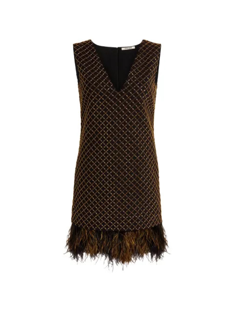 Roberto Cavalli feather-trim mini dress Black MQR136WB002