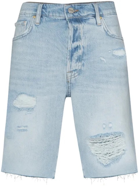 FRAME Le Slouch distressed Bermuda shorts Blue LSLBRA207