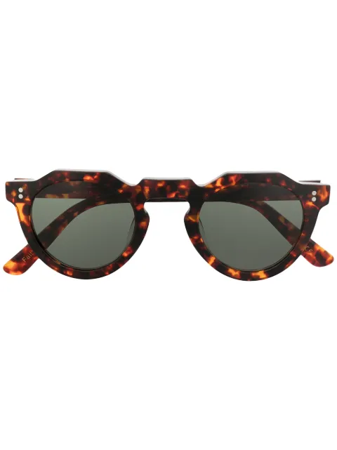 Lesca Pica flat-top round-frame sunglasses Brown PICA