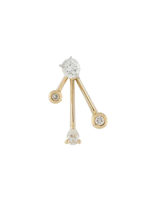 LE STER 18kt yellow gold Crackle ear jacket with diamond studs single earring Gold CRACKLEJACKETWITHBOMBETTEDIAMONDSTUDSINGLE