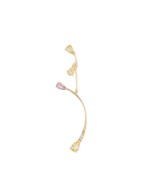 LE STER 18kt yellow gold diamond Lemon Flare left ear stud with Rose More jacket Gold LEMONFLARESTUDSWITHROSEMOREJACKETSLEFTEAR