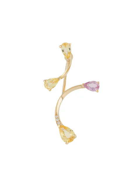LE STER 18kt yellow gold diamond sapphire Rose More and Lemon Flare right ear studs Gold LEMONFLARESTUDSWITHROSEMOREJACKETSRIGHTEAR