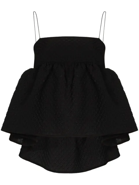 Cecilie Bahnsen Selena ruffled textured top Black 225RTWEX11026