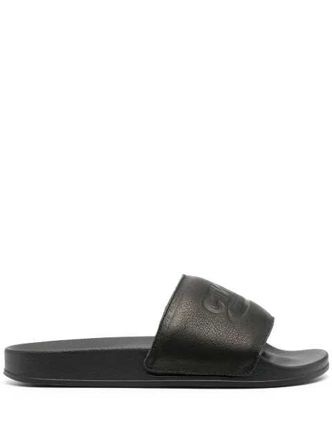 Heron Preston logo debossed slides Black HMIC001R21LEA0011010