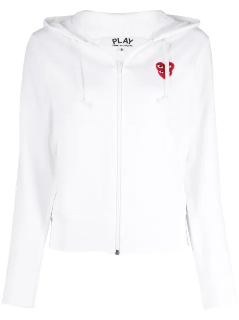 Comme Des Garçons Play double-heart zip-up cotton hoodie White P1T293