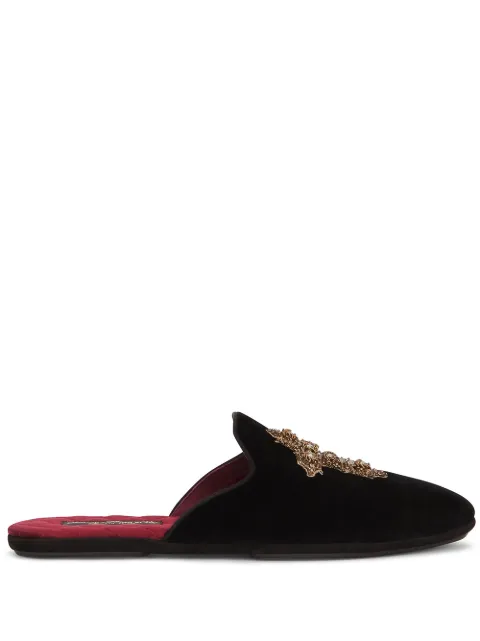 Dolce & Gabbana embroidered velvet Sartoria Eccentrica slippers Black A80222AX584