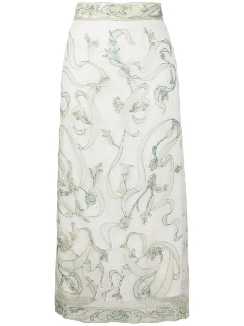 PUCCI Evoluzioni embroidered organza skirt White 1HRV251H892