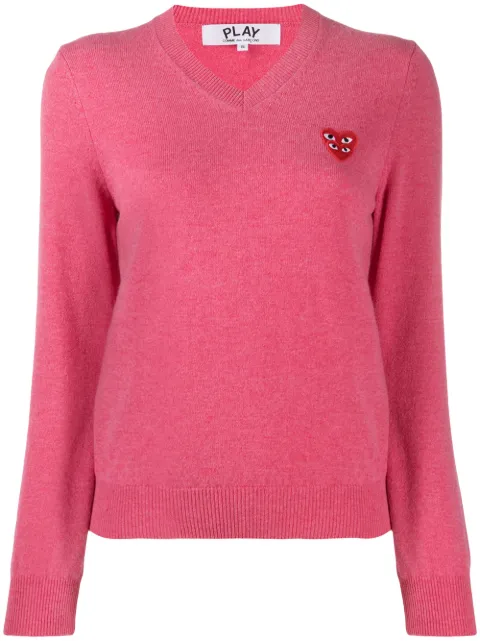 Comme Des Garçons Play V-neck overlapping heart top Pink P1N073