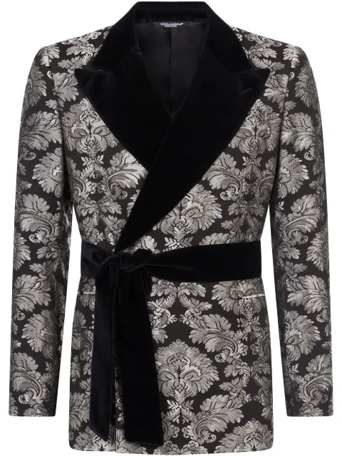 Dolce & Gabbana Martini-fit jacquard tuxedo jacket Black G2OS2THJMLP