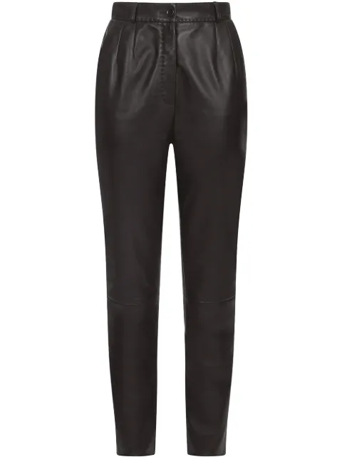 Dolce & Gabbana dar-detail plongé leather trousers Black FTBYFLHULJ8