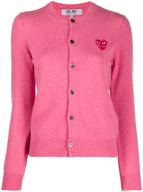 Comme Des Garçons Play overlapping heart wool cardigan Pink P1N075