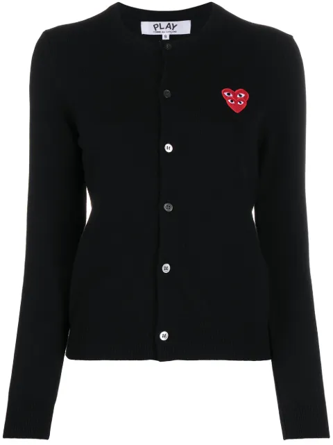Comme Des Garçons Play overlapping heart wool cardigan Black P1N075