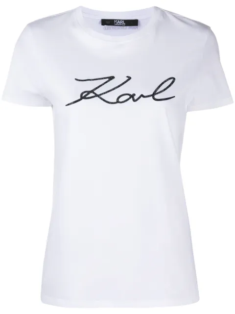 Karl Lagerfeld Karligraphy cotton T-shirt White 206W1707100