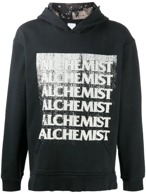 Alchemist vintage-effect logo hoodie Black ALDRFW20MJHD03